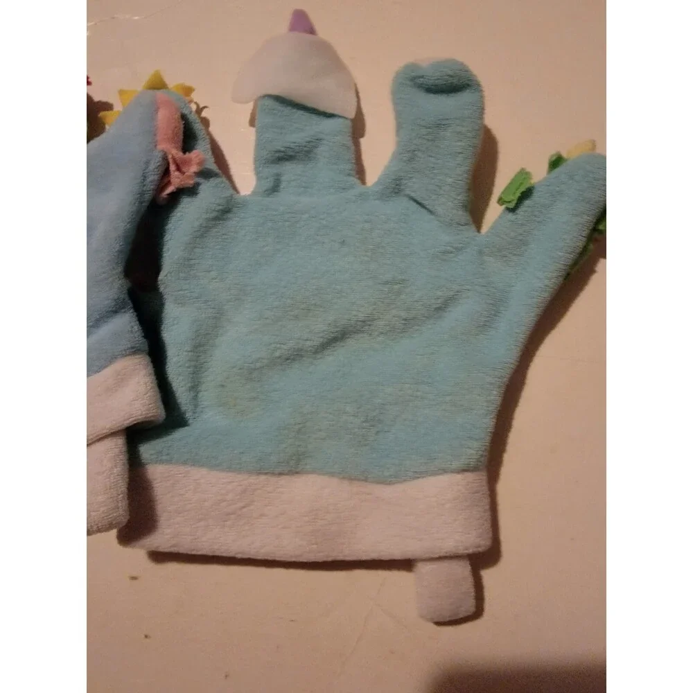 Lot Of 2 Baby Hand Puppets Wash Cloth Characters Bath Aqua Pals